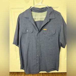 Orvis Men’s Large Short Sleeve Button Up Shirt Gray Outdoor Fishing Travel